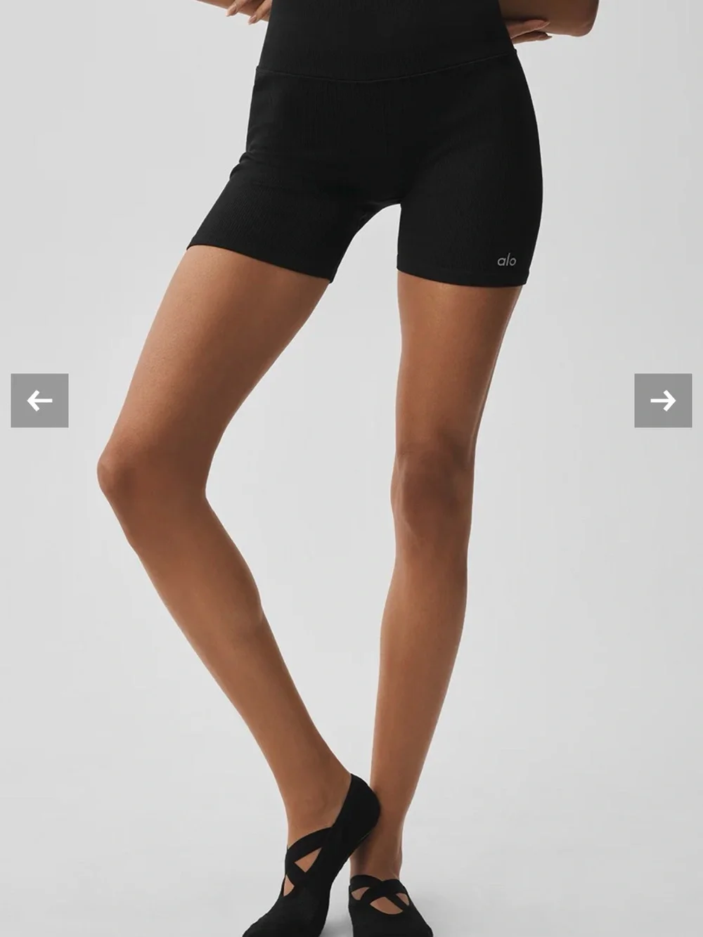 ALO Yoga Ribbed High-Rise Black Bike Shorts